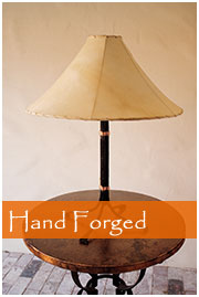 Hand forged iron lamp